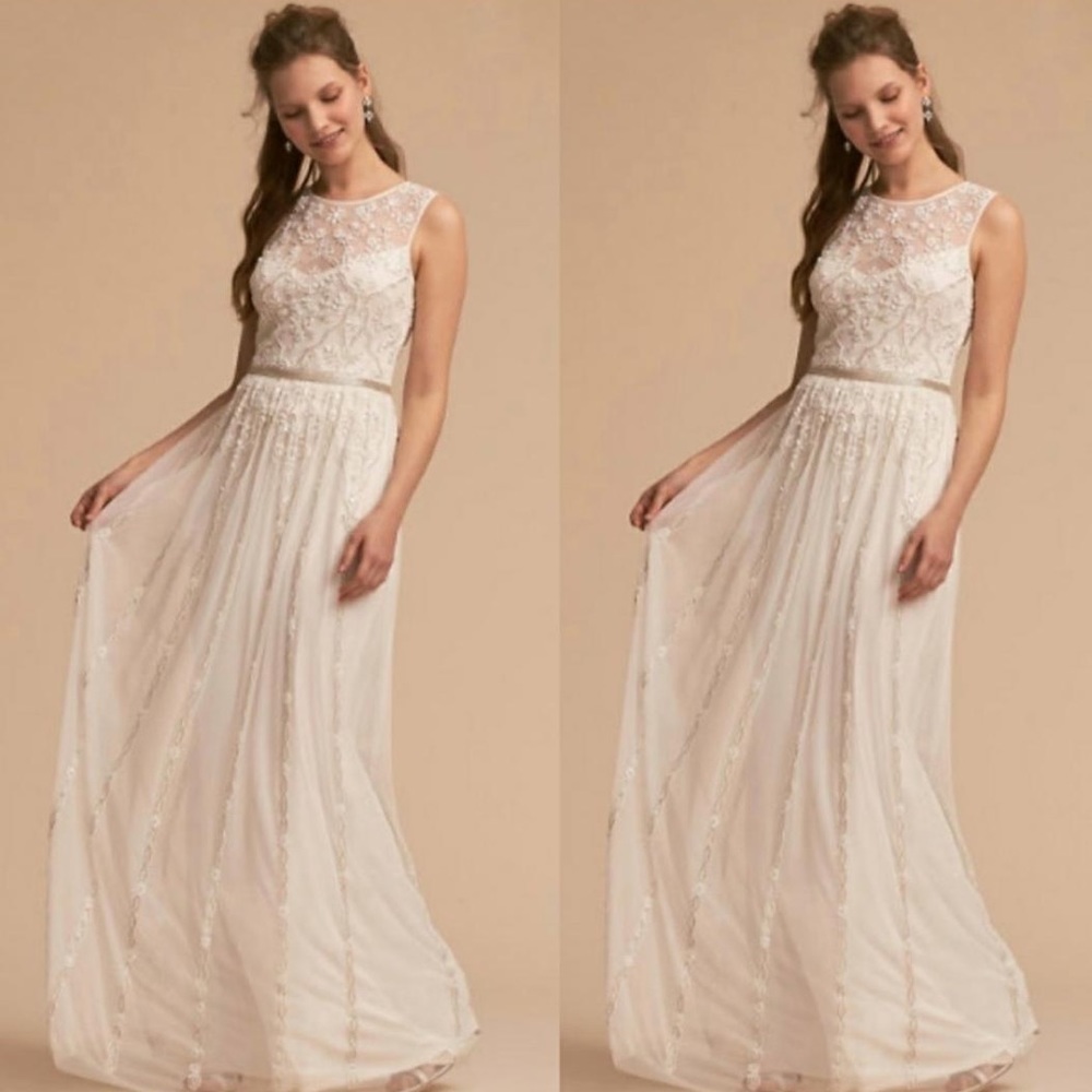 Anthropologie X BHLDN Eliza Dress (White)